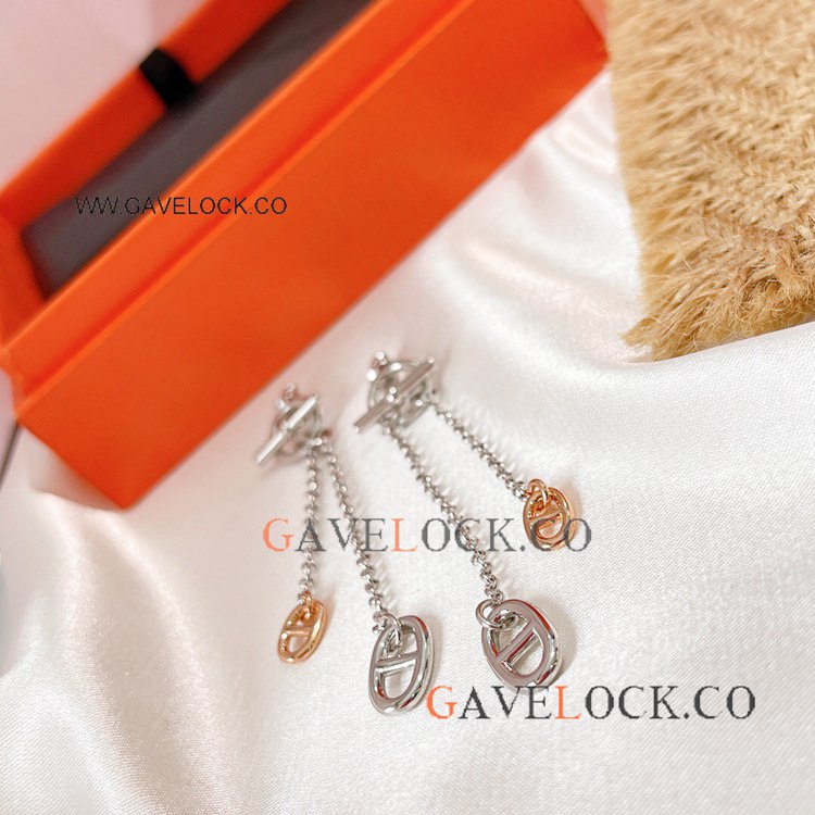 2021 Copy Hermes Chaine d'Ancre Earrings Two Tone